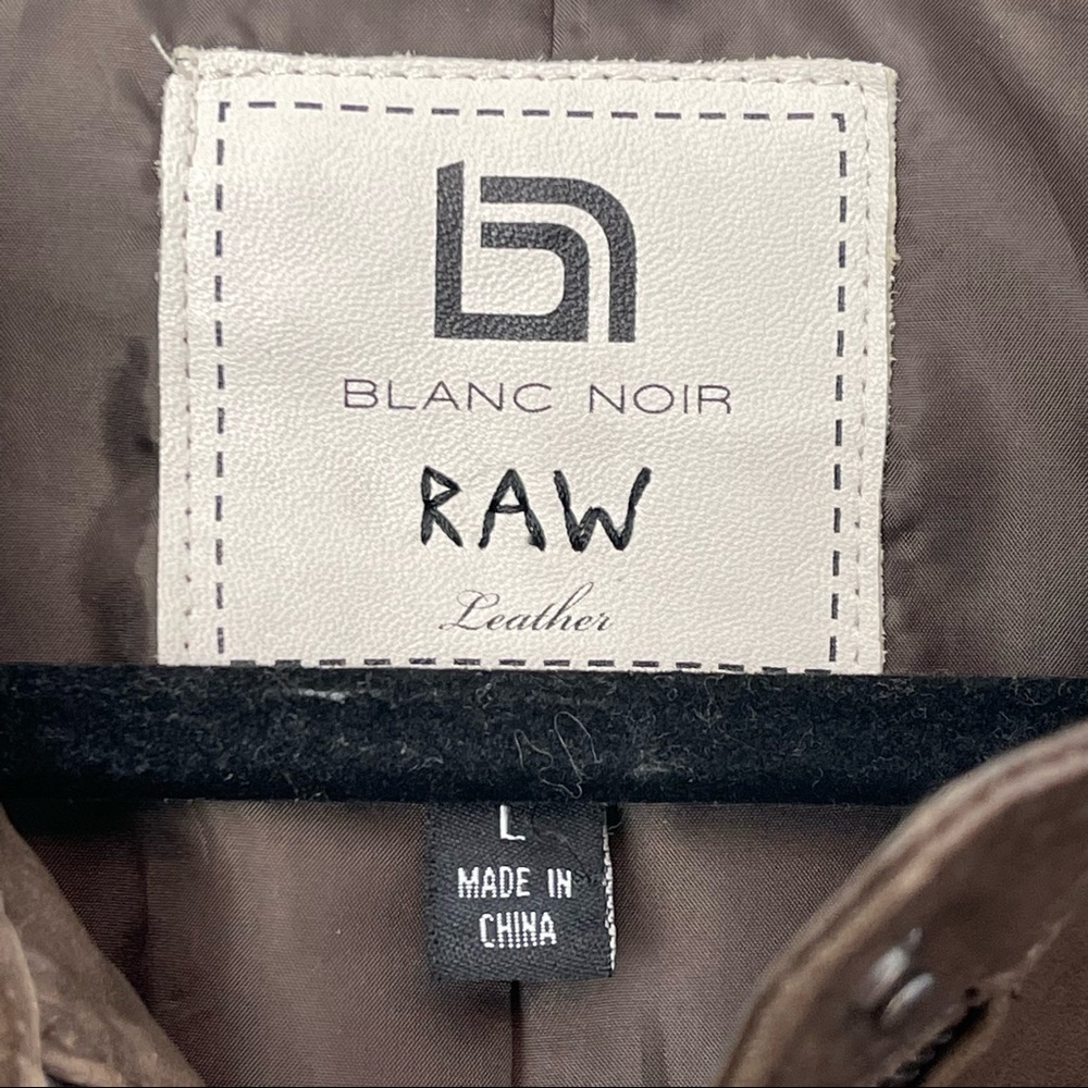 BLANC NOIR Raw Leather Brown Moto Jacket - Picture 5 of 7